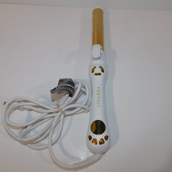 Foxybae Twirl Boss Automatic  Rotating Curling Iron Wand Pearl & Gold 1.25" - Picture 1 of 5